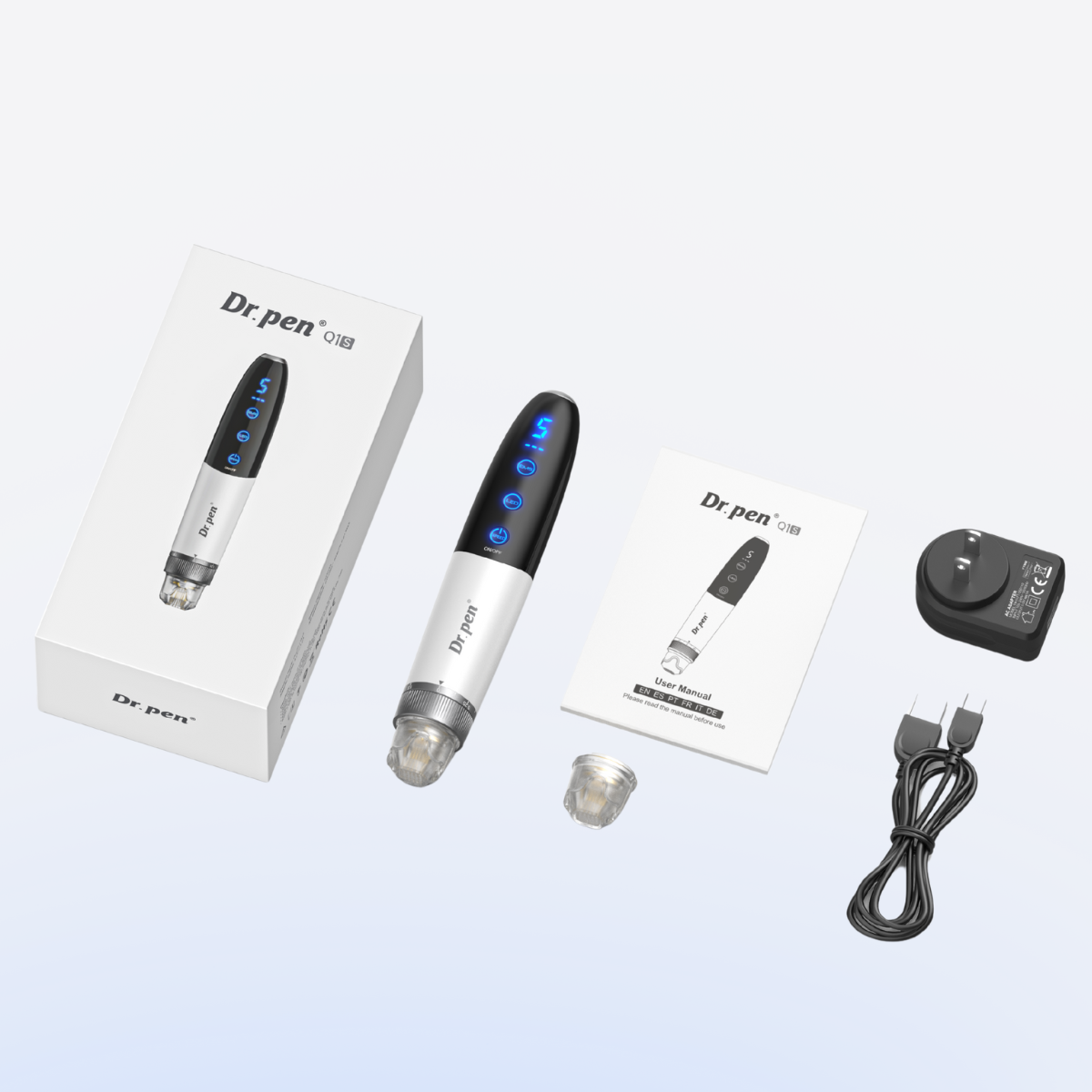 Dr. pen Q1S Smart Derma Pen | 3-in-1 EMS, LED Light Therapy & Microneedling System | Wireless Device for Face & Hair Growth