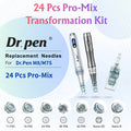 Dr.pen M8/M7S 24 Pcs Pro-Mix Transformation Kit with microneedling pens and diverse cartridges.