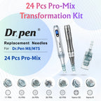 Dr.pen M8/M7S 24 Pcs Pro-Mix Transformation Kit with microneedling pens and diverse cartridges.