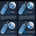 Dr. Pen M9 replacement cartridges: 18, 36, 42 pin, and Nano-Round, featuring clear blue bodies and stainless steel needles.