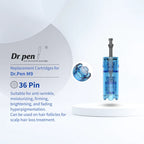 Blue Dr. Pen M9 36-pin replacement cartridge with ultra-fine stainless steel needles for advanced microneedling.