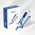 Dr. Pen A11 Ultima Pro microneedling pen in white and blue, with charging stand and retail box.