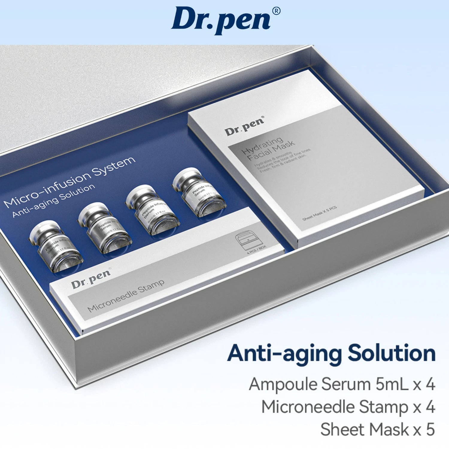 Dr. Pen MIS20 Micro-Infusion System – Microneedle Stamp Kit with Peptide Serums & Recovery Masks
