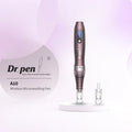 Dr. pen A10 wireless microneedling pen in sleek purple with LED display and adjustable needle depth.