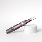 Sleek purple Dr.pen A10 wireless microneedling pen with LED display and adjustable depth dial.