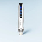 Sleek white Dr.pen Q2 EMS LED Micro Current Pen with digital display and clear microneedling head.