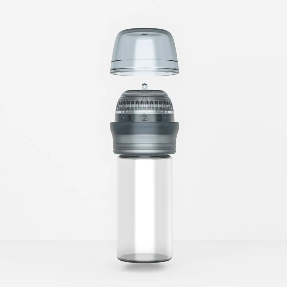 HN30 Derma Stamp: professional microneedling tool with clear serum ampoule, adjustable flow, and protective cap.