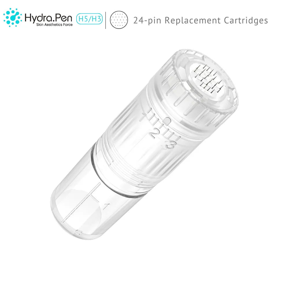 Clear Dr.pen H3/H5 Hydra Pen 24-pin replacement cartridge, ensuring reliable performance and professional results.