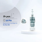 Dr. Pen M8 16-pin replacement cartridge with clear and silver housing.