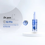 Dr. Pen A6 42-pin replacement cartridge in translucent blue housing.