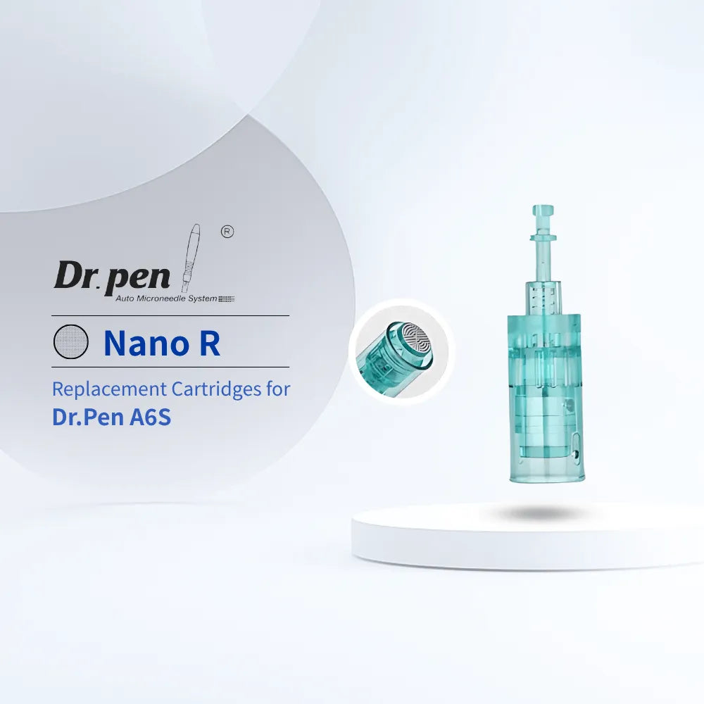 Dr. Pen A6S Nano R replacement microneedling cartridge with ultra-fine 0.18mm needles and secure 3L bayonet connection.