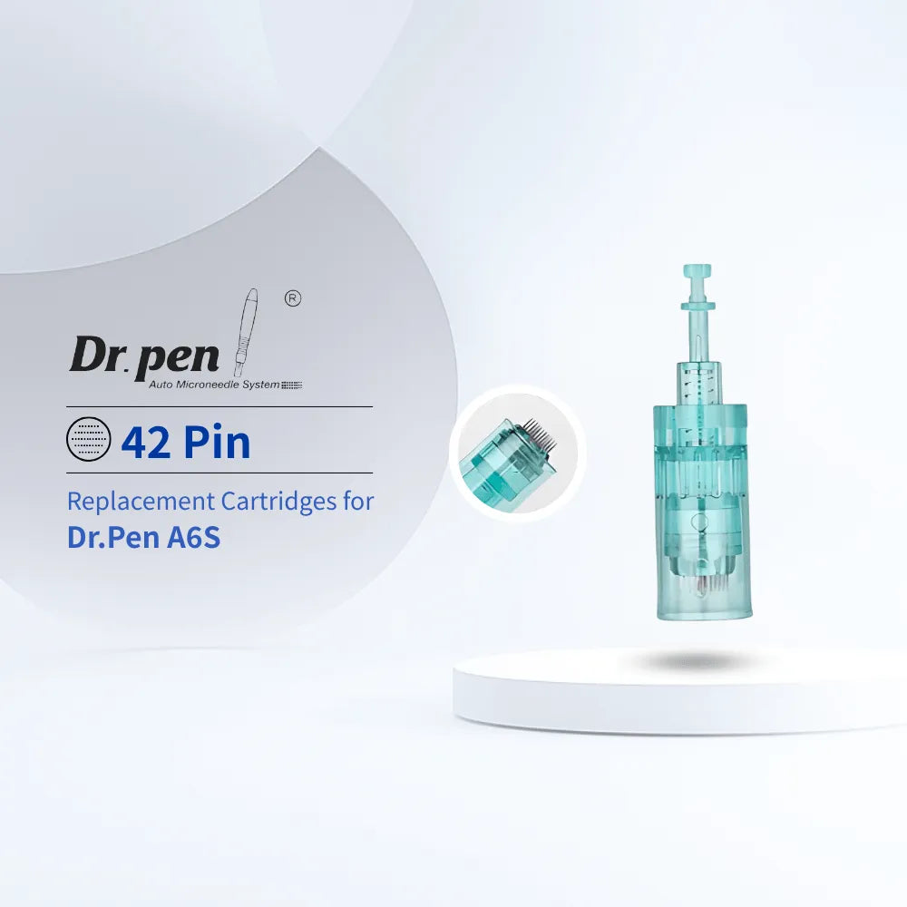 Dr. Pen A6S 42-Pin replacement microneedling cartridge with ultra-fine 0.18mm needles and secure 3L bayonet connection.
